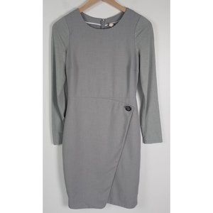 Nation LTD Women's Sz. 2 Grey Long Sleeve Wrap Front Knee Length Dress
